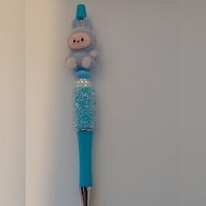 Labubu  Blue Beaded Pen Chunky Glitter